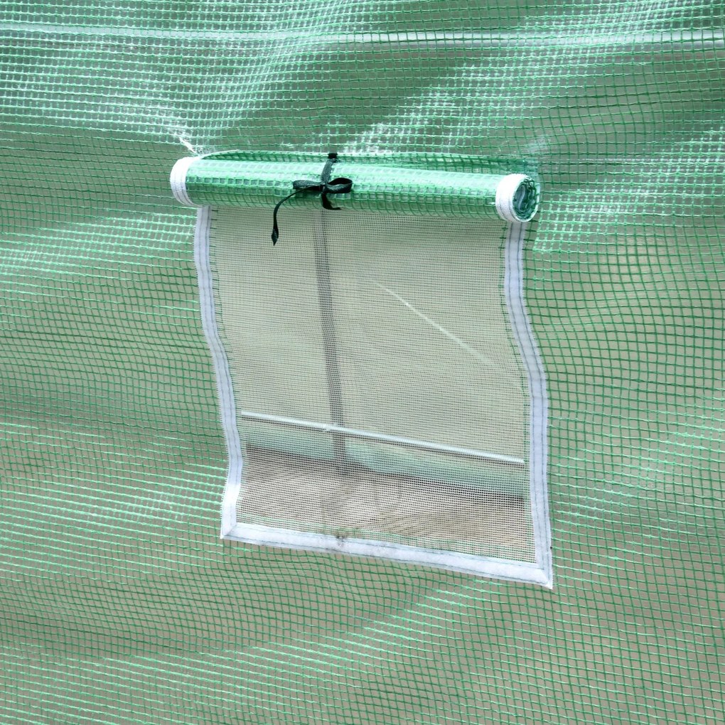 Outsunny Szklarnia Foliowa na Pomidory Zielona z Okienkiem 400x200x190cm | Aosom PL