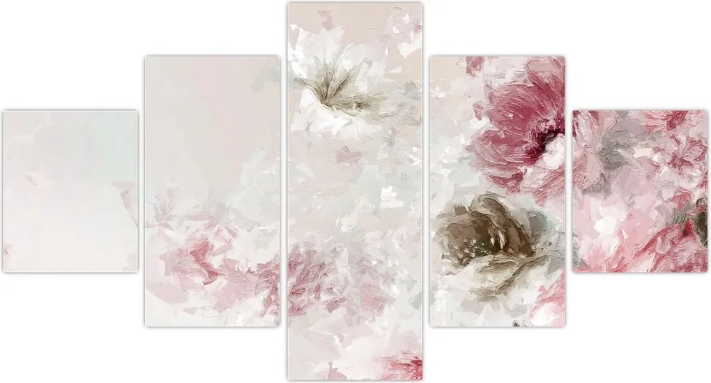 Obraz - Malowanie różowych kwiatów (125x70 cm)