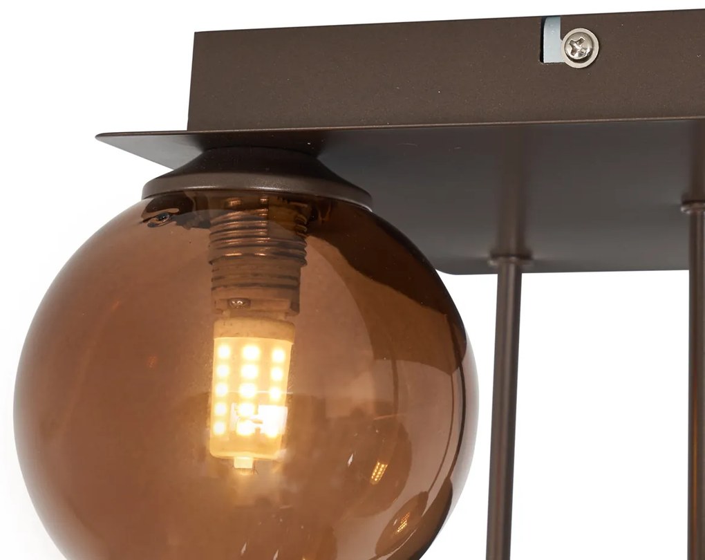 Designerska lampa sufitowa brązowa z brązowym szkłem 5-punktowa - AthensDesignerski Oswietlenie wewnetrzne