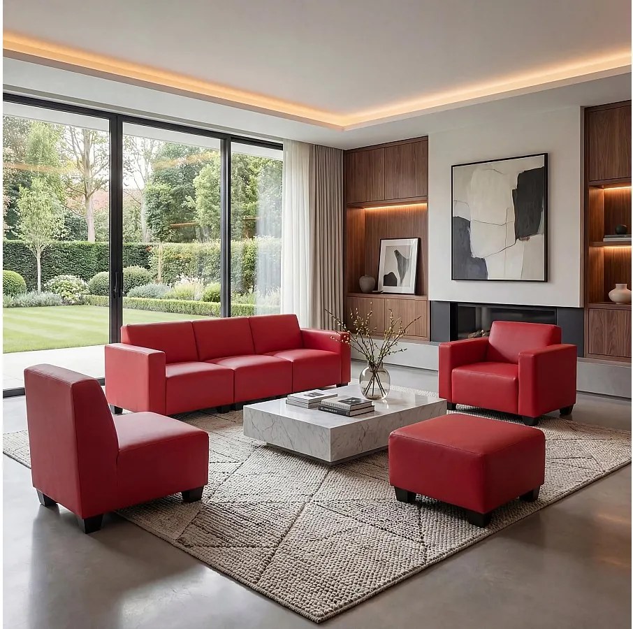 Zestaw sof Moncalieri (4-częściowy),  Czerwony