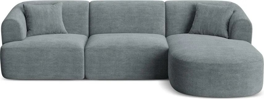 Ciemnoszary sztruksowy narożnik (prawostronny/z szezlongiem) Campi – Cosmopolitan Design