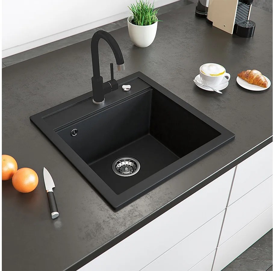 Zlewozmywak czarny 49x50x19