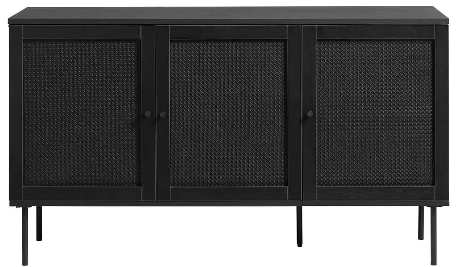 Czarna niska komoda w dekorze dębu 140x80 cm Pensacola – Unique Furniture