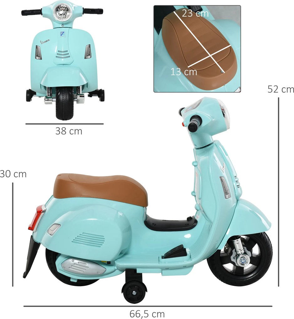 VESPA Elektryczny Motocykl Dla Dzieci Pojazd Elektryczny 3-6 Lat Zielony Bezpieczna Przygoda | Aosom PL