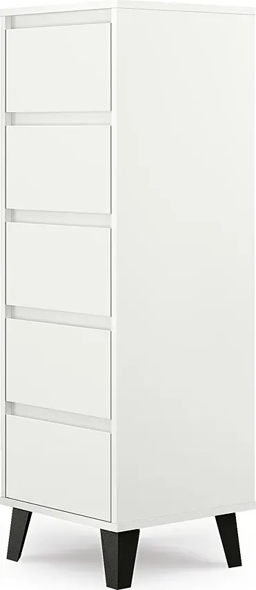 Wysoka biała komoda z 5 szufladami A8-S55