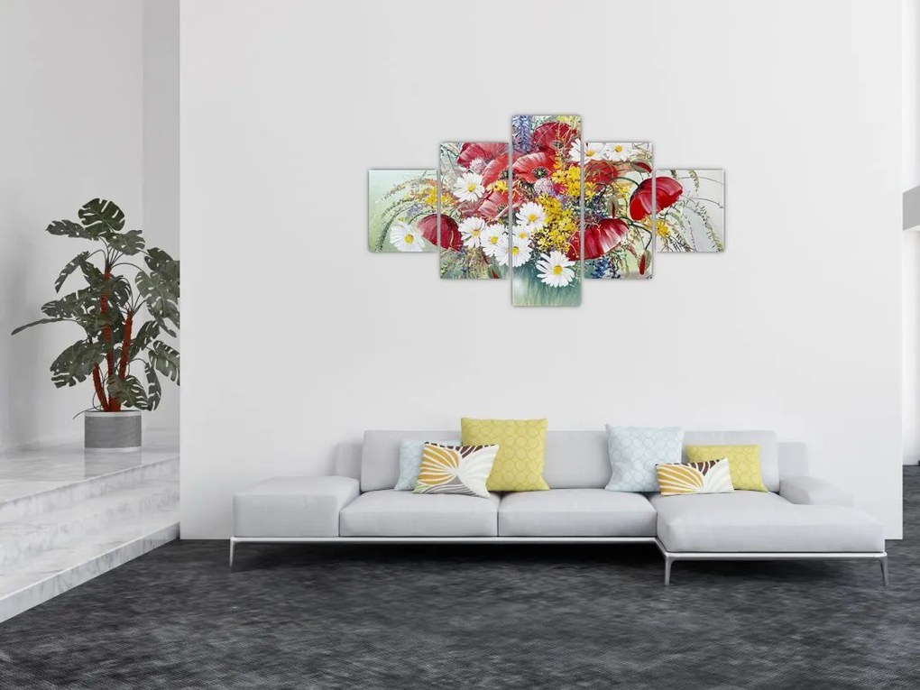 Obraz wazonu z dzikimi kwiatami (125x70 cm)