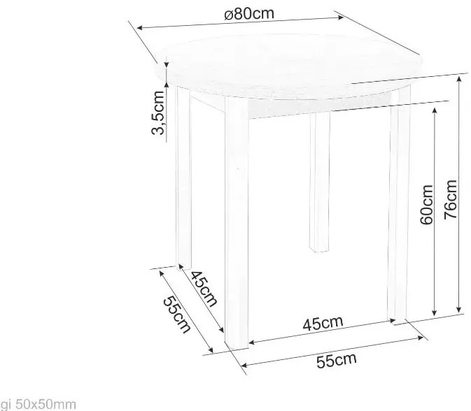 Stół okrągły Adam 80 cm dąb lancelot/biały mat SIGNAL