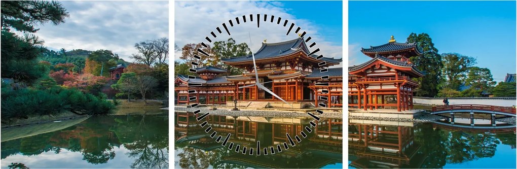 Obraz - Świątynia Byodo-in, Japonia (z zegarem) (90x30 cm)