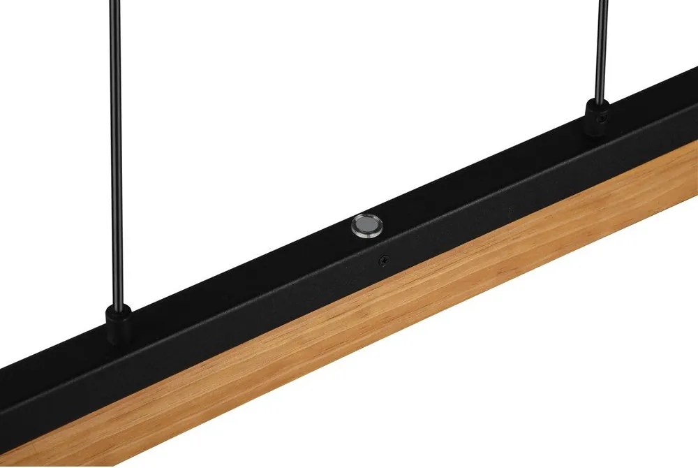 Lampa wisząca LED w kolorze matowej czerni z drewnianym kloszem Kerala – Trio