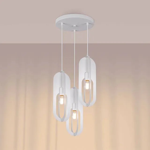 Biała potrójna industrialna lampa nad stół - 3X A652 D3-W92