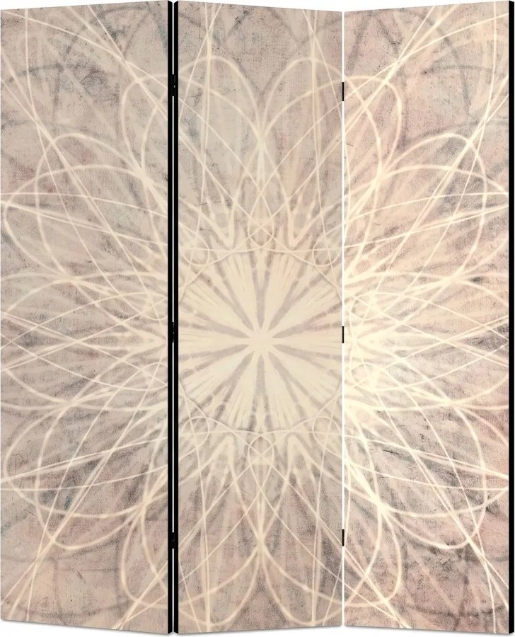 Parawan pokojowy 3-częściowy 135x172 Dwustronny dekoracyjny boho minimalistyczny Beżowy Betonowa Mandala
