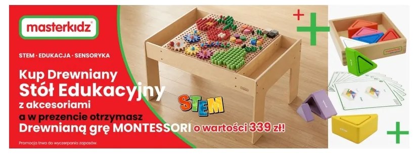 Masterkidz drewniany stół edukacyjny + akcesoria stem wall
