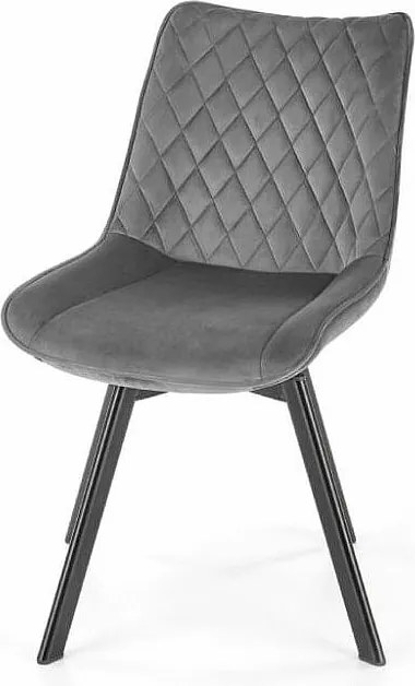 Krzesło tapicerowane K520 VELVET szare obracane