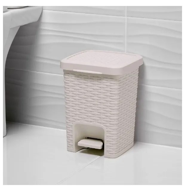 Kremowy kosz łazienkowy z pedałem Addis Rattan Pedal Bin Calico, 6 l