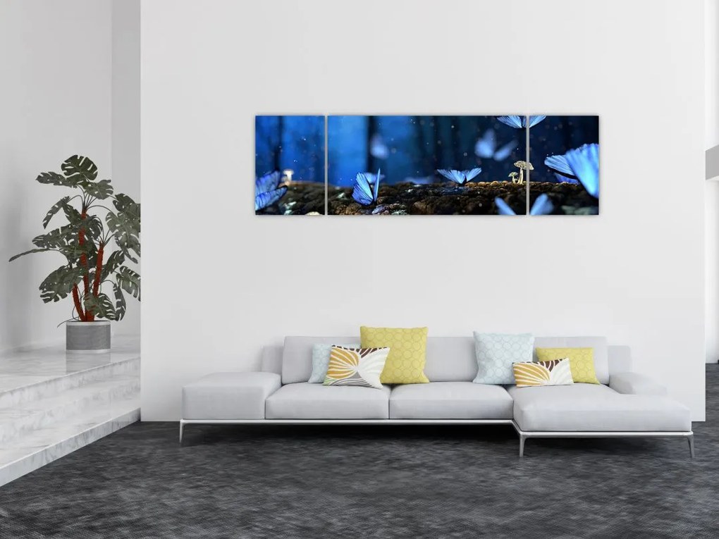 Obraz niebieskich motyli (170x50 cm)