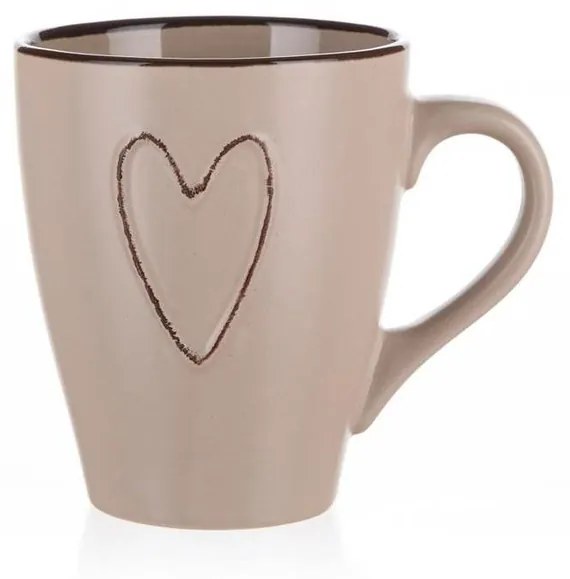 Banquet Kubek ceramiczny HEART 310 ml, 6 sztuk, beżowy