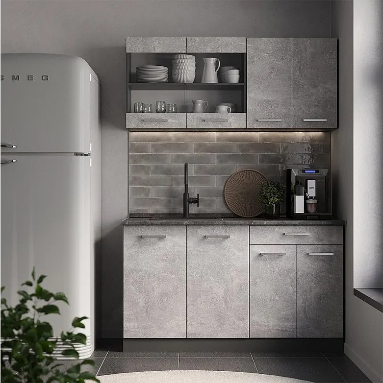 Pojedyncza kuchnia beton/antracyt 140x60x81.6 r-line