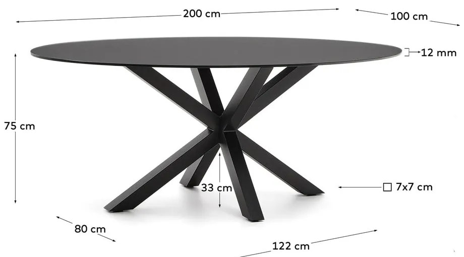 Stół ze szklanym blatem 100x200 cm Argo – Kave Home