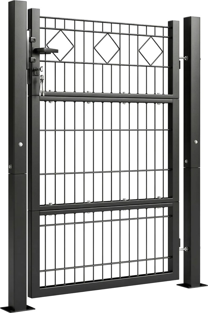 Outsunny Furtka ogrodowa z ocynkowanego metalu z klamką, zamkiem i kluczami 100 x 131 cm, ciemnoszara | Aosom PL