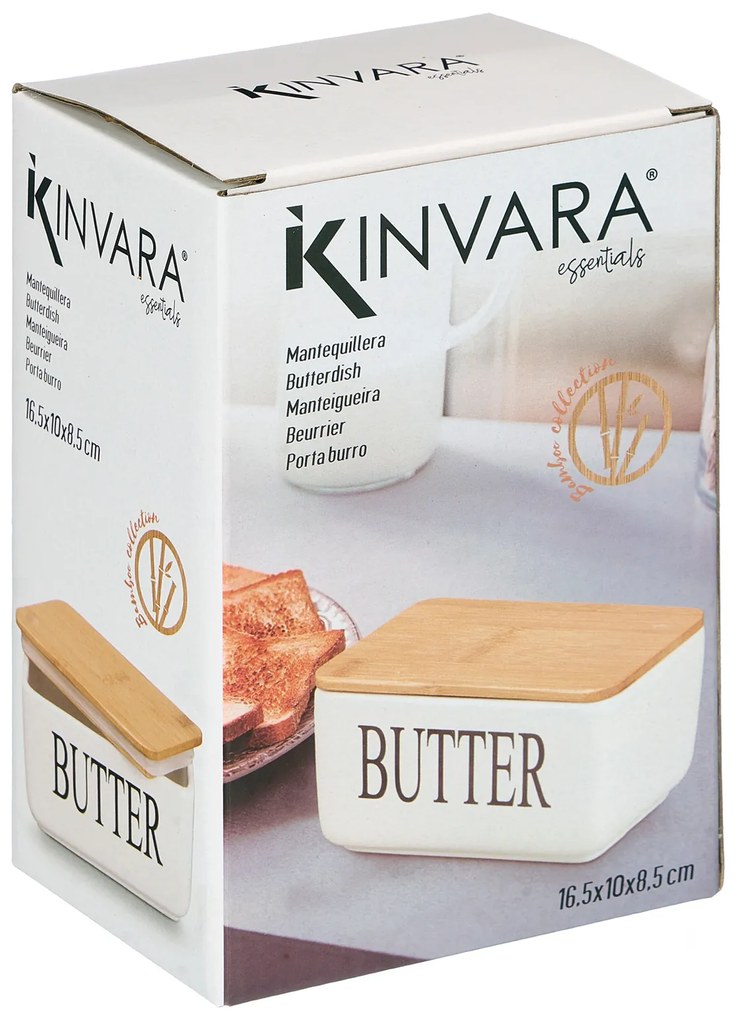 Ceramiczna maselniczka z napisem BUTTER, 10 x 16,5 x 8,5 cm
