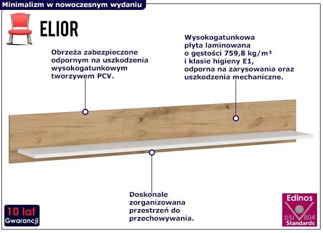 Skandynawska pólka ścienna 100 cm - Nelora 13X