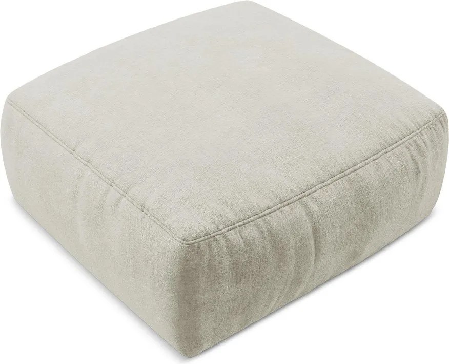 Beżowy podnóżek z tkaniny szenilowej Kuki – Makamii