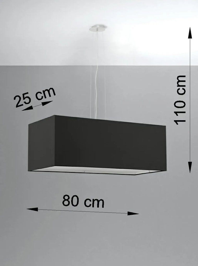 Czarny żyrandol z prostokątnym abażurem - EX706-Santex