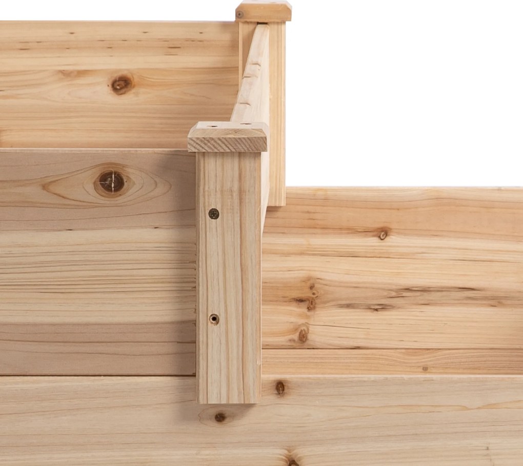 Outsunny Podwyższona Grządka Drewniana 3Poziomowa Rabata Ogrodowa 124x124x56cm Naturalne Drewno | Aosom PL