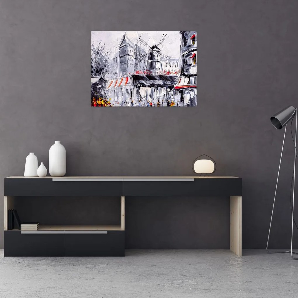 Obraz na szkle - Ulica w Paryżu, obraz olejny (70x50 cm)
