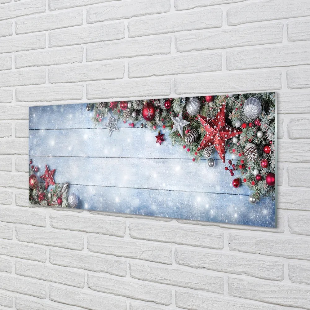 Panel szklany do Kuchni Szyszki i Bombki na Drewnie