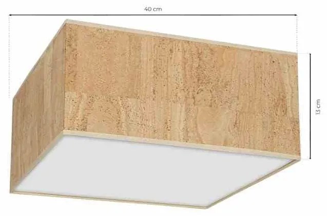 Lampa sufitowa, kwadratowa, korek, biała CORK White/Cork 2xE27