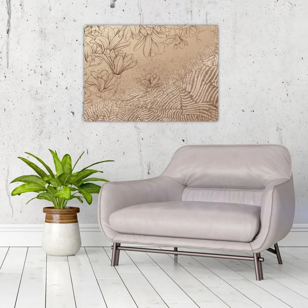 Obraz - Rysowane kwiaty (70x50 cm)