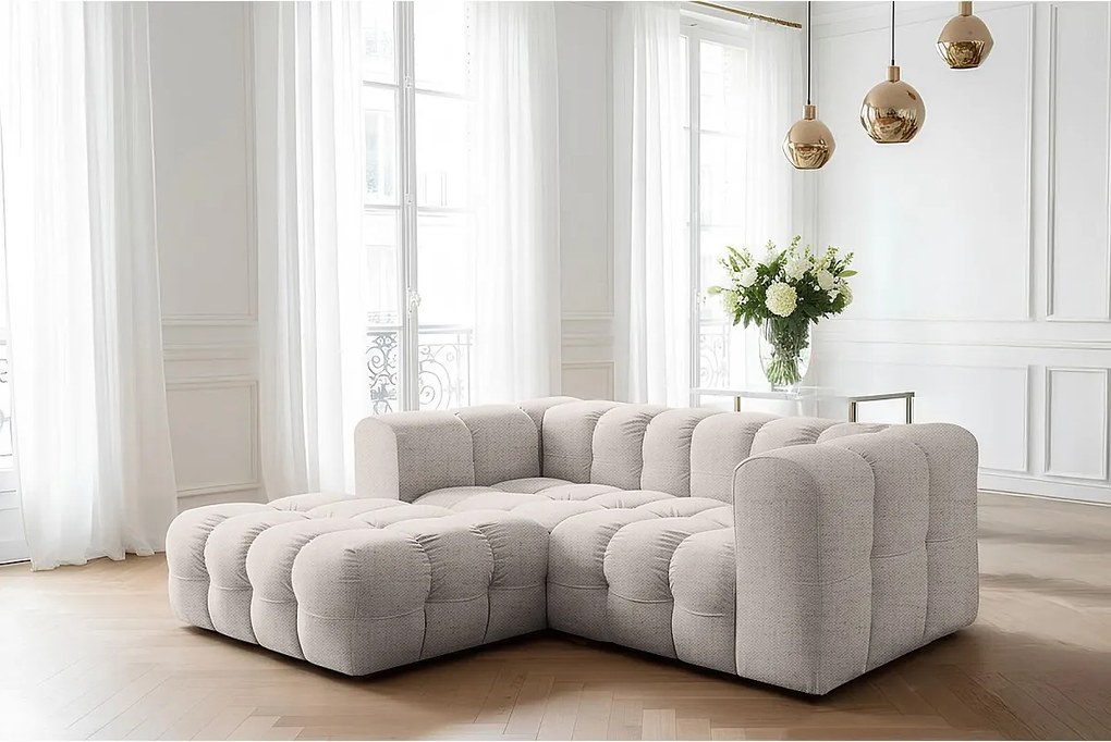 Narożnik Baloo L mini, do salonu, tkanina Moly, lewy, krem