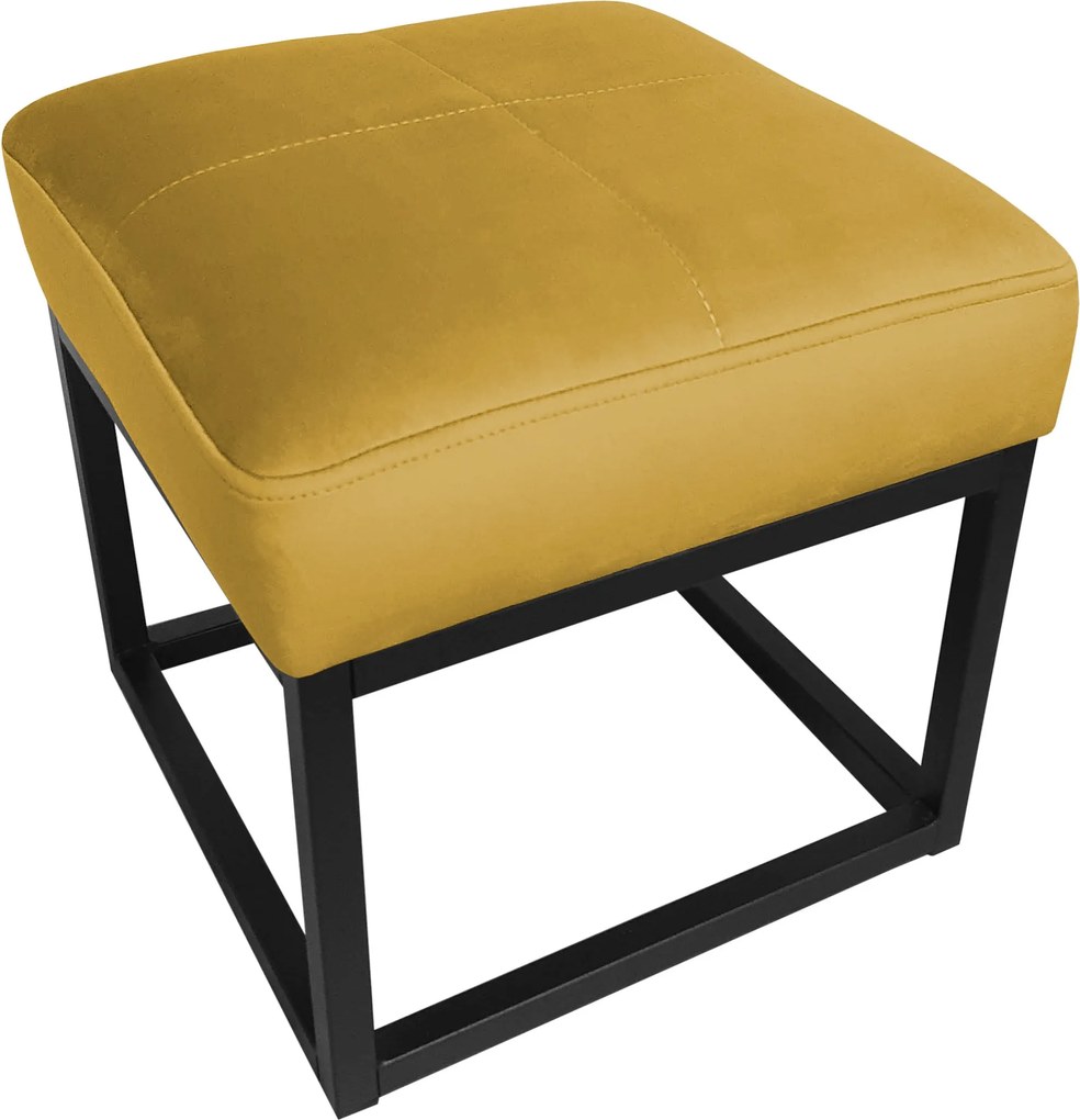 Pufa MAX tkanina Welur loft ławka podnóżek metal : Kolor Stelaża - Czarny , Kolor tkaniny - VELVET - MG15, Typ tkaniny - Velvet