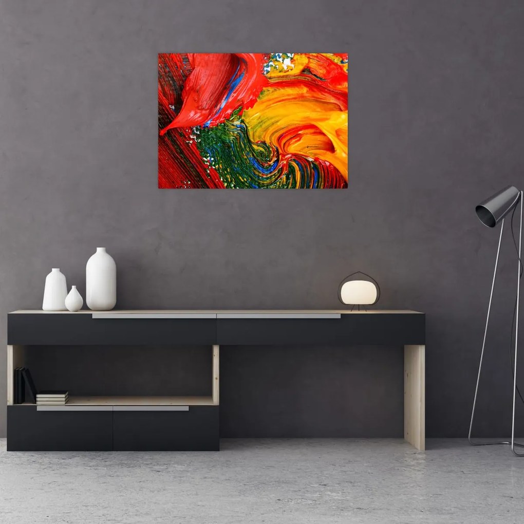 Obraz - Niebieska abstrakcja za pomocą pędzla (70x50 cm)