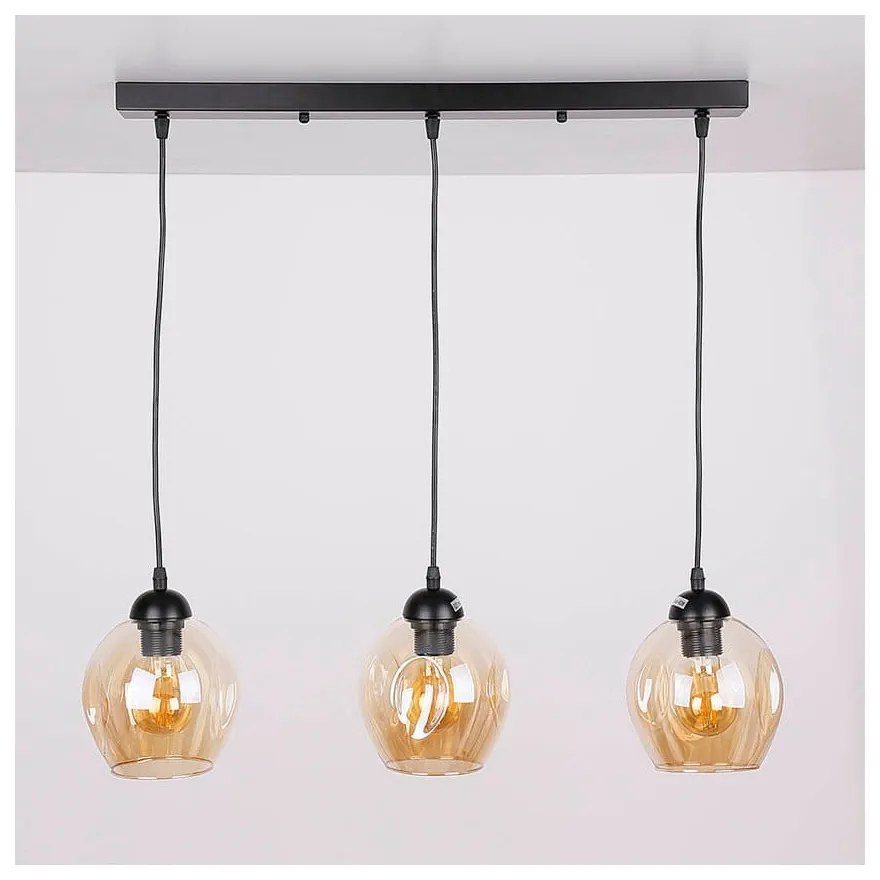 Czarna lampa wisząca ze szklanym kloszem 14x70 cm Aspa – Candellux Lighting
