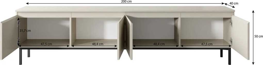 Kaszmirowa szafka RTV Silk szer. 200 cm