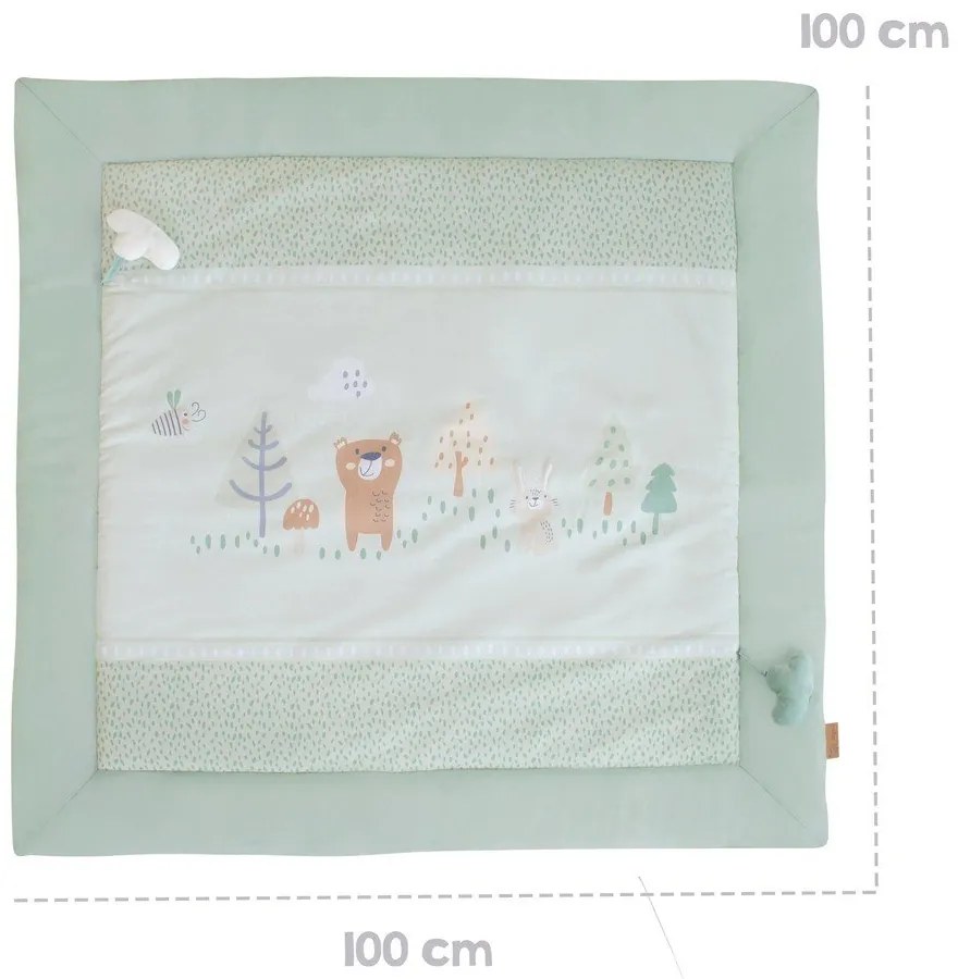 Jasnozielona mata do zabawy dla dzieci 100x100 cm Woodland Buddies – Roba