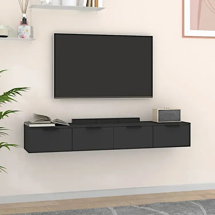 Dwie szafki ścienne pod TV czarne S3-R01