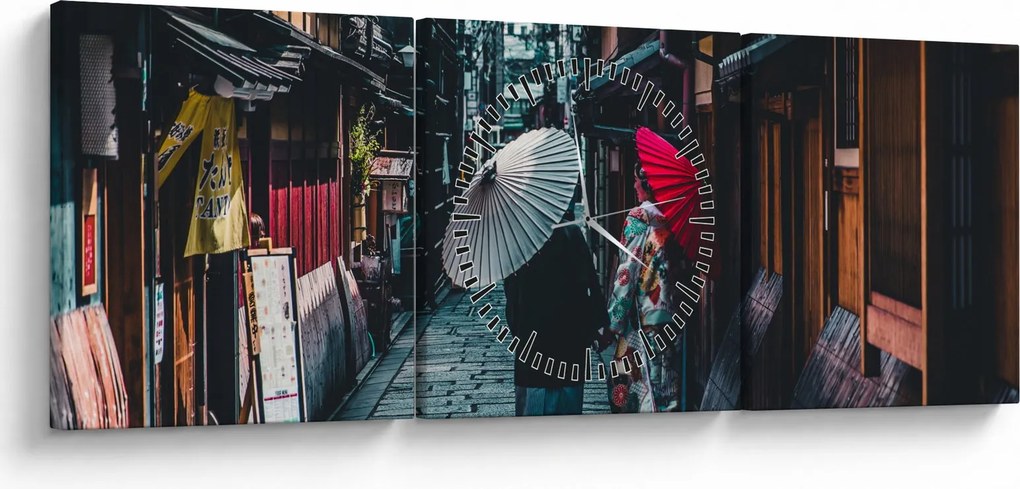 Obraz - Spacer po Tokio (z zegarem) (90x30 cm)