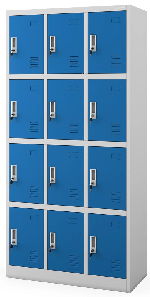 Szafka skrytkowa socjalna BHP MARCIN, 900 x 1850 x 400 mm, szaro-niebieska