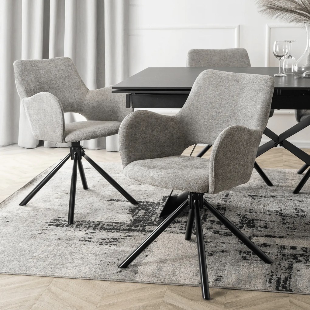 Krzesło Tapicerowane FLAV Szare Nowoczesne