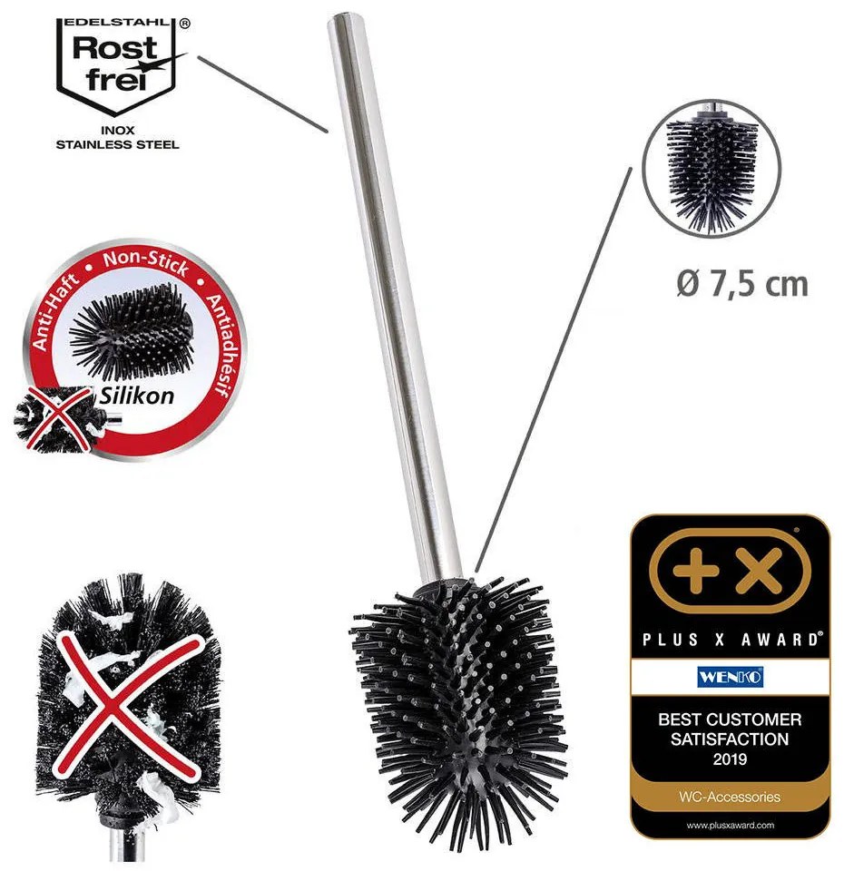 Samoczyszcząca, silikonowa szczotka do WC ⌀ 7,5 cm, WENKO