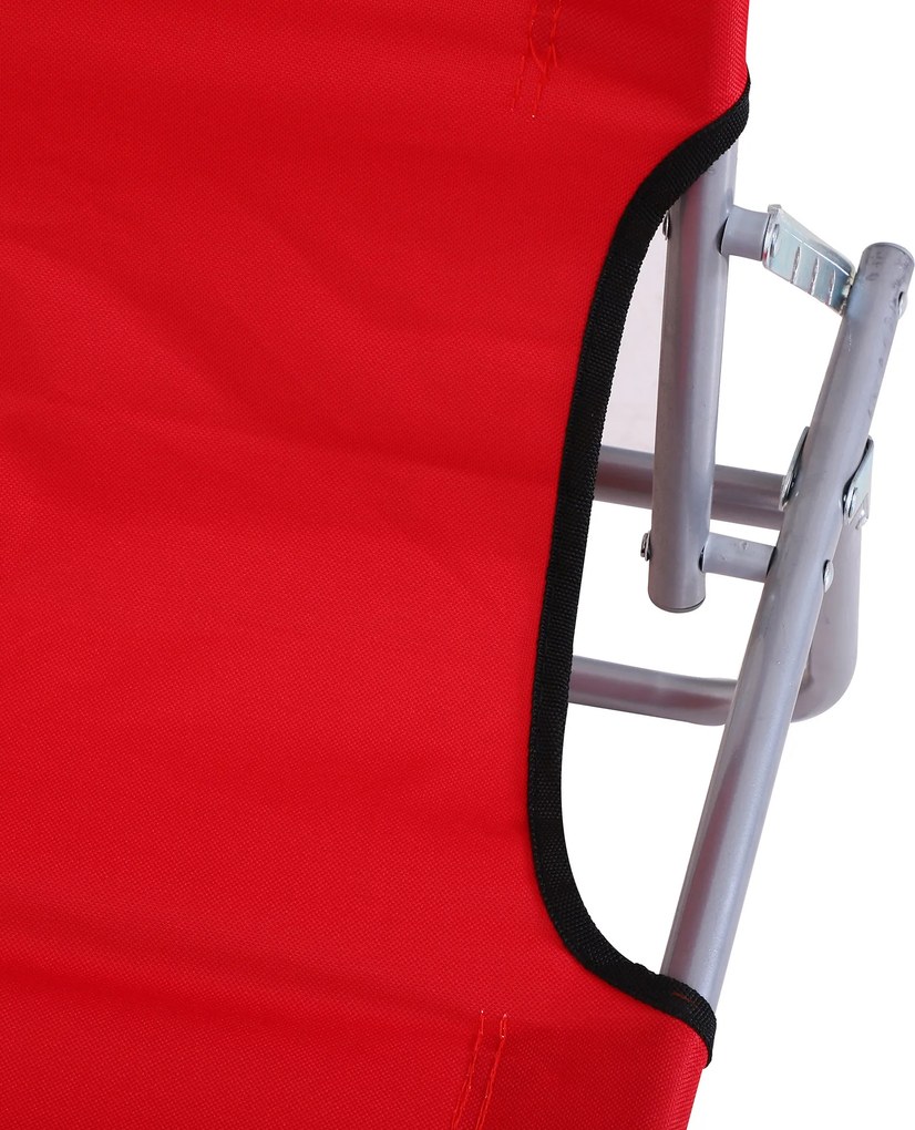 Outsunny Leżak ogrodowy składany z daszkiem przeciwsłonecznym na plażę czerwony | Aosom PL