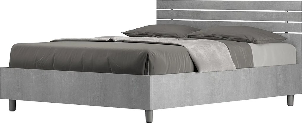 Łóżko bez stelaża 140x200 Prosty zagłówek z listwami cementu Ankel