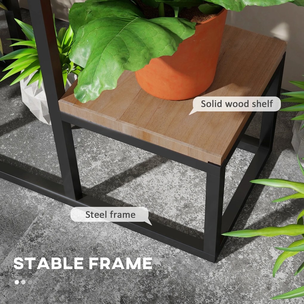 Outsunny Regał na kwiaty, 4 poziomy, wnętrze i zewnątrz, metalowa rama, 80 x 20 x 74 cm