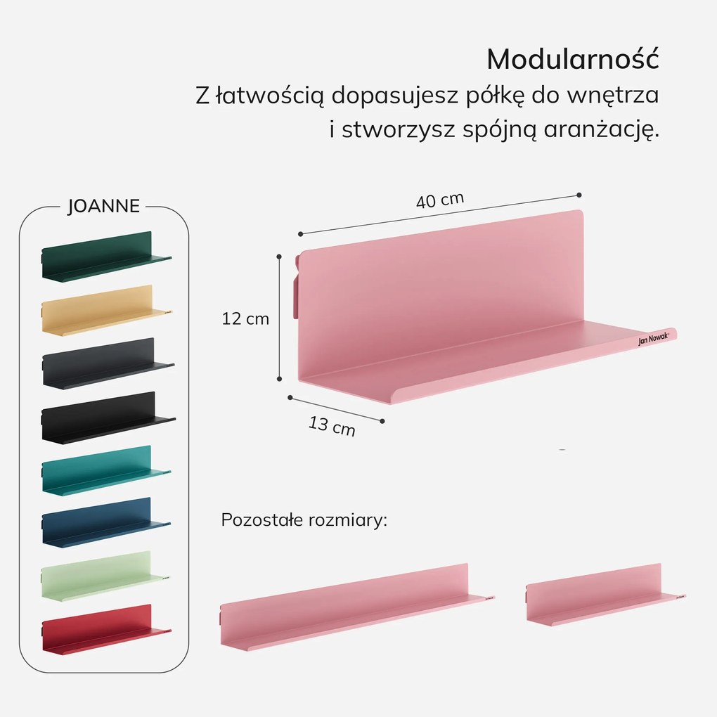 Półka wisząca JOANNE 400 mm, Fresh Style: pudrowy róż