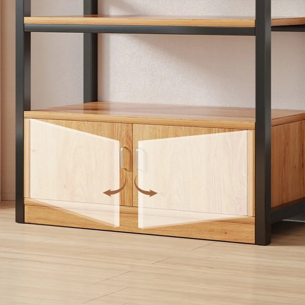 Czarna biblioteczka z metalową ramą, 5 półek z dolną półką — 190x60x30 cm