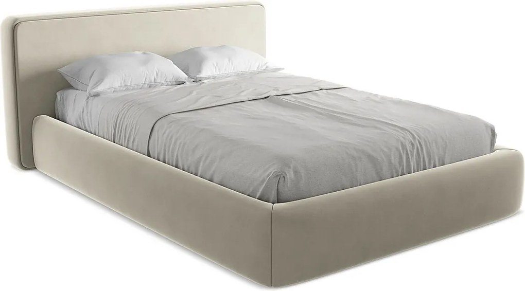 Łóżko 180 x 225 - z weluru - perłowy - KIANA