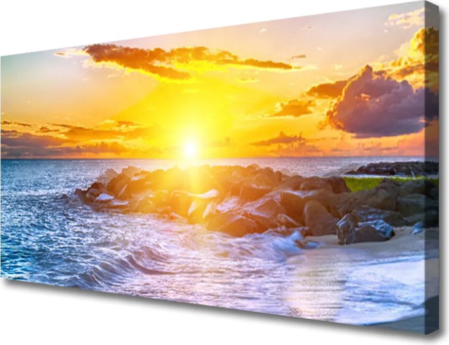 Obraz canvas Ognisty Zachód nad Morzem